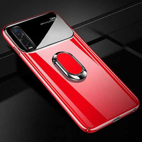 Coque Plastique Housse Etui Rigide Mat avec Support Bague Anneau Aimante Magnetique A01 pour Oppo Find X2 Pro Rouge