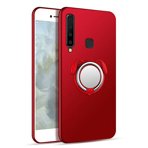 Coque Plastique Housse Etui Rigide Mat avec Support Bague Anneau Aimante Magnetique A01 pour Samsung Galaxy A9s Rouge