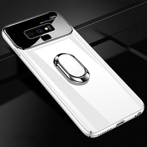 Coque Plastique Housse Etui Rigide Mat avec Support Bague Anneau Aimante Magnetique A01 pour Samsung Galaxy Note 9 Blanc