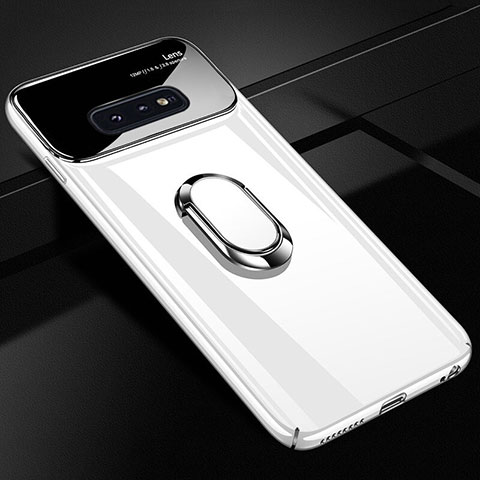 Coque Plastique Housse Etui Rigide Mat avec Support Bague Anneau Aimante Magnetique A01 pour Samsung Galaxy S10e Blanc