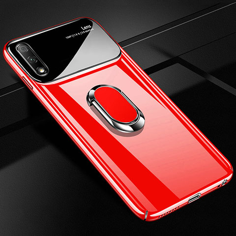 Coque Plastique Housse Etui Rigide Mat avec Support Bague Anneau Aimante Magnetique A02 pour Huawei Y9 Prime (2019) Rouge