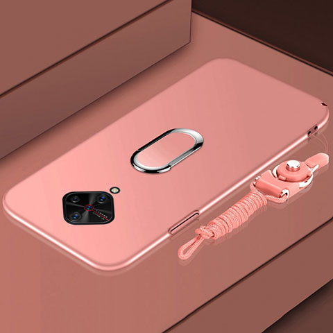 Coque Plastique Housse Etui Rigide Mat avec Support Bague Anneau Aimante Magnetique A02 pour Vivo X50 Lite Or Rose