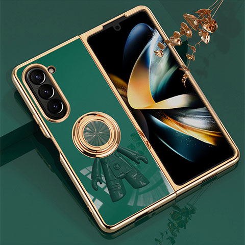 Coque Plastique Housse Etui Rigide Mat avec Support Bague Anneau Aimante Magnetique AN2 pour Samsung Galaxy Z Fold5 5G Vert