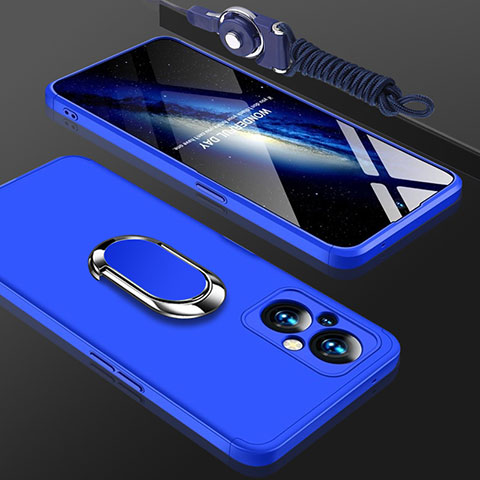 Coque Plastique Housse Etui Rigide Mat avec Support Bague Anneau Aimante Magnetique GK1 pour OnePlus Nord N20 5G Bleu