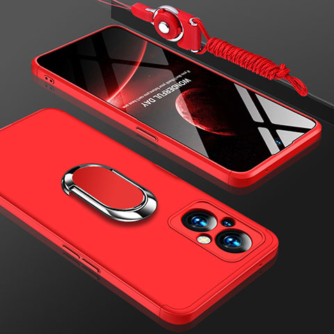 Coque Plastique Housse Etui Rigide Mat avec Support Bague Anneau Aimante Magnetique GK1 pour OnePlus Nord N20 5G Rouge