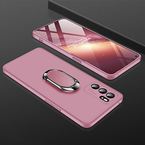 Coque Plastique Housse Etui Rigide Mat avec Support Bague Anneau Aimante Magnetique GK1 pour Oppo Reno6 5G Or Rose