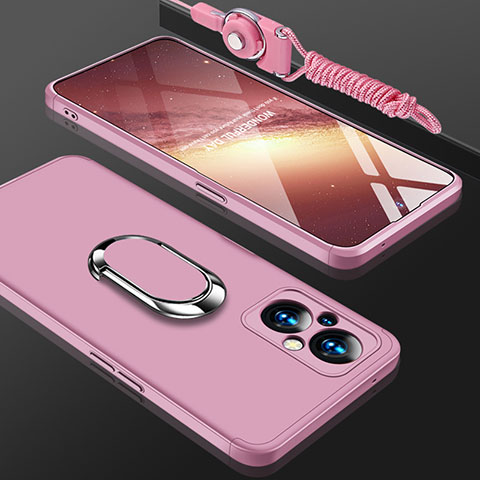 Coque Plastique Housse Etui Rigide Mat avec Support Bague Anneau Aimante Magnetique GK1 pour Oppo Reno7 Lite 5G Or Rose