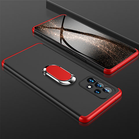 Coque Plastique Housse Etui Rigide Mat avec Support Bague Anneau Aimante Magnetique GK1 pour Samsung Galaxy A53 5G Rouge et Noir