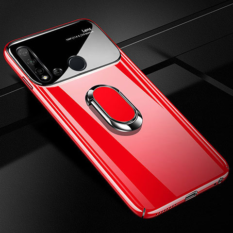 Coque Plastique Housse Etui Rigide Mat avec Support Bague Anneau Aimante Magnetique P01 pour Huawei P20 Lite (2019) Rouge