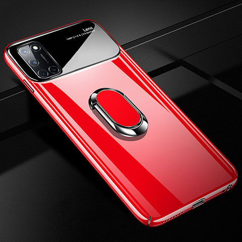 Coque Plastique Housse Etui Rigide Mat avec Support Bague Anneau Aimante Magnetique P01 pour Oppo A92 Rouge