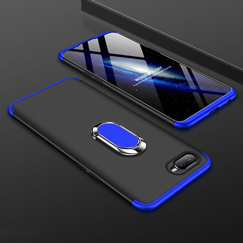 Coque Plastique Housse Etui Rigide Mat avec Support Bague Anneau Aimante Magnetique P01 pour Oppo K1 Bleu et Noir