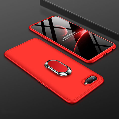 Coque Plastique Housse Etui Rigide Mat avec Support Bague Anneau Aimante Magnetique P01 pour Oppo K1 Rouge