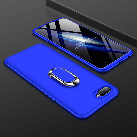 Coque Plastique Housse Etui Rigide Mat avec Support Bague Anneau Aimante Magnetique P01 pour Oppo R15X Bleu