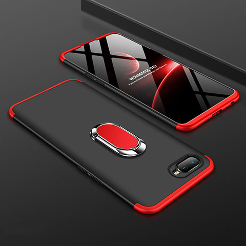 Coque Plastique Housse Etui Rigide Mat avec Support Bague Anneau Aimante Magnetique P01 pour Oppo R17 Neo Rouge et Noir