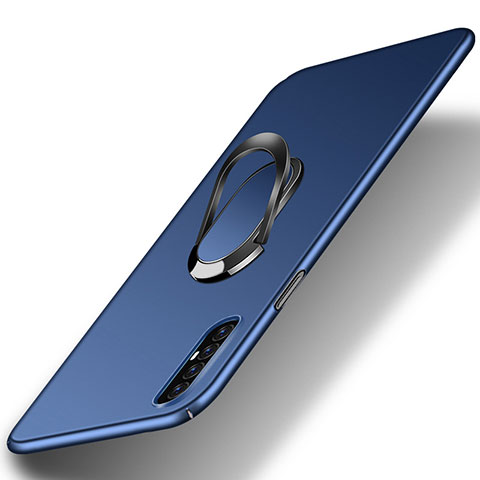 Coque Plastique Housse Etui Rigide Mat avec Support Bague Anneau Aimante Magnetique P01 pour Oppo Reno3 Pro Bleu