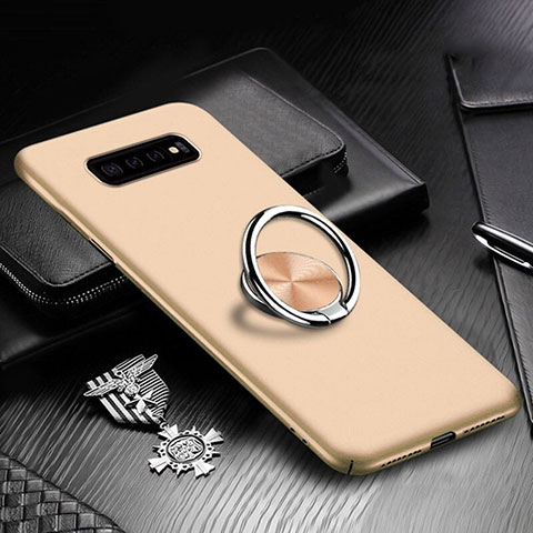 Coque Plastique Housse Etui Rigide Mat avec Support Bague Anneau Aimante Magnetique P01 pour Samsung Galaxy S10 5G Or