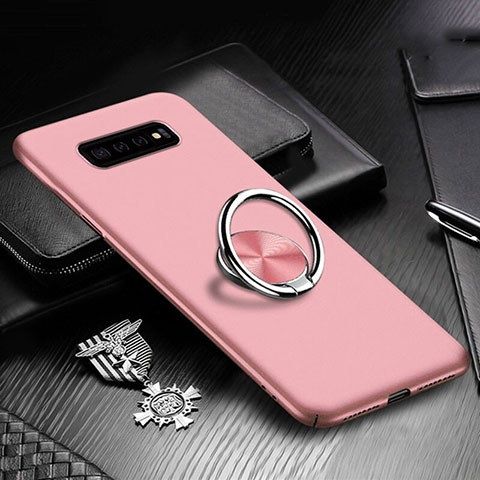 Coque Plastique Housse Etui Rigide Mat avec Support Bague Anneau Aimante Magnetique P01 pour Samsung Galaxy S10 5G Or Rose