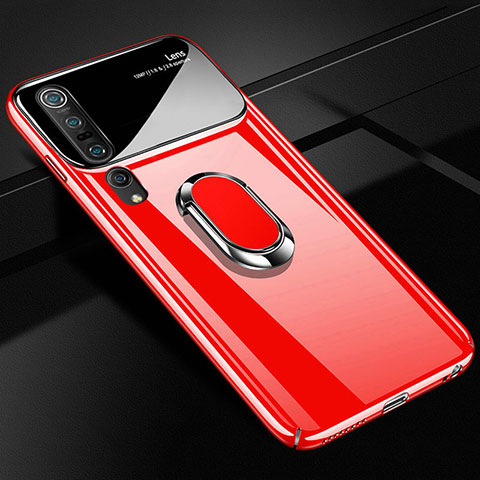 Coque Plastique Housse Etui Rigide Mat avec Support Bague Anneau Aimante Magnetique P01 pour Xiaomi Mi 10 Pro Rouge