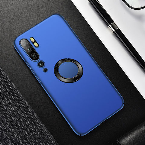 Coque Plastique Housse Etui Rigide Mat avec Support Bague Anneau Aimante Magnetique P01 pour Xiaomi Mi Note 10 Bleu