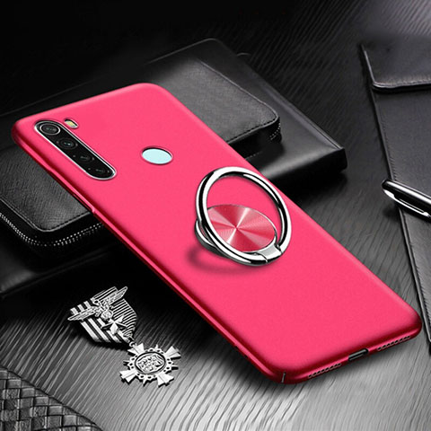 Coque Plastique Housse Etui Rigide Mat avec Support Bague Anneau Aimante Magnetique P01 pour Xiaomi Redmi Note 8 Rouge