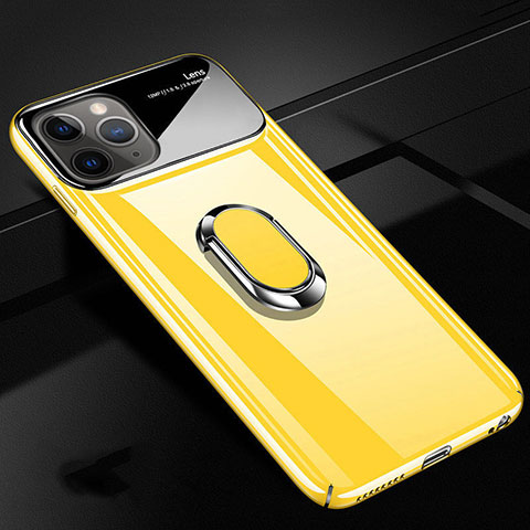 Coque Plastique Housse Etui Rigide Mat avec Support Bague Anneau Aimante Magnetique P02 pour Apple iPhone 11 Pro Jaune