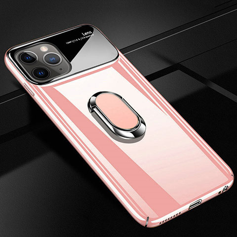 Coque Plastique Housse Etui Rigide Mat avec Support Bague Anneau Aimante Magnetique P02 pour Apple iPhone 11 Pro Max Rose