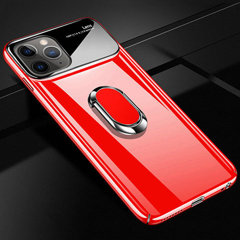 Coque Plastique Housse Etui Rigide Mat avec Support Bague Anneau Aimante Magnetique P02 pour Apple iPhone 11 Pro Max Rouge