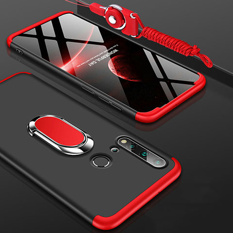 Coque Plastique Housse Etui Rigide Mat avec Support Bague Anneau Aimante Magnetique P02 pour Huawei Nova 5i Rouge et Noir