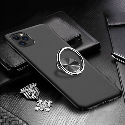 Coque Plastique Housse Etui Rigide Mat avec Support Bague Anneau Aimante Magnetique P03 pour Apple iPhone 11 Pro Max Noir