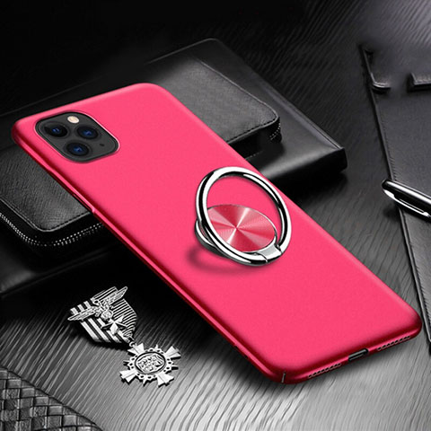 Coque Plastique Housse Etui Rigide Mat avec Support Bague Anneau Aimante Magnetique P03 pour Apple iPhone 11 Pro Max Rouge