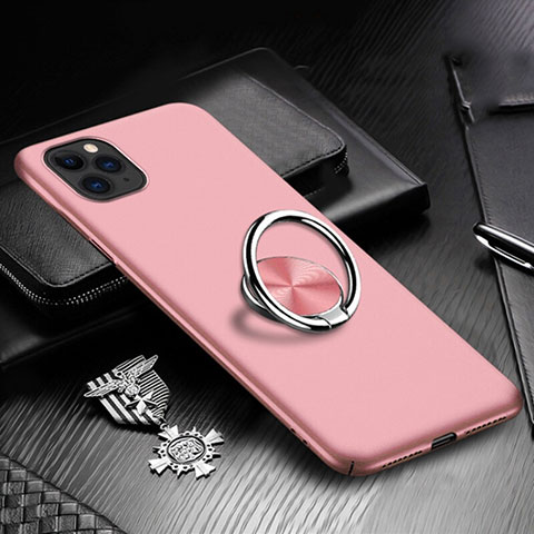 Coque Plastique Housse Etui Rigide Mat avec Support Bague Anneau Aimante Magnetique P03 pour Apple iPhone 11 Pro Or Rose