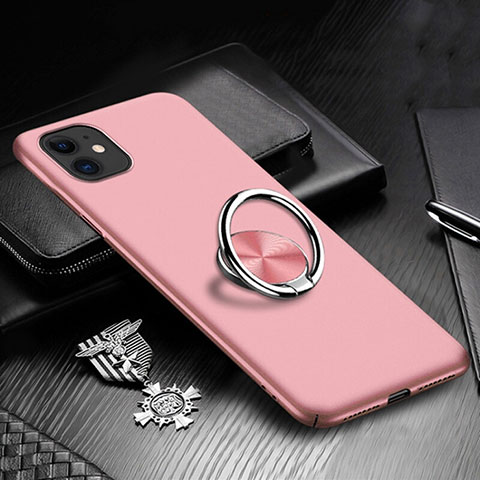 Coque Plastique Housse Etui Rigide Mat avec Support Bague Anneau Aimante Magnetique P03 pour Apple iPhone 11 Rose