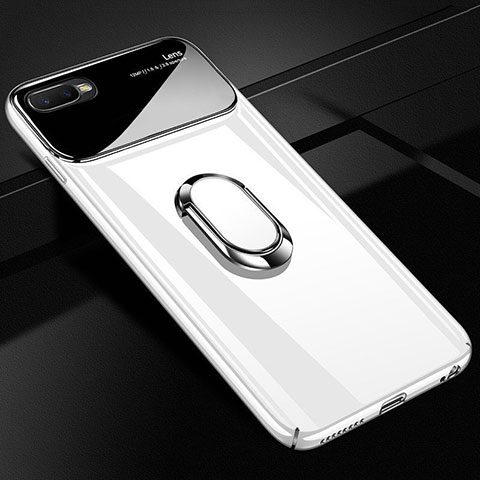 Coque Plastique Housse Etui Rigide Mat avec Support Bague Anneau Aimante Magnetique P04 pour Oppo R17 Neo Blanc