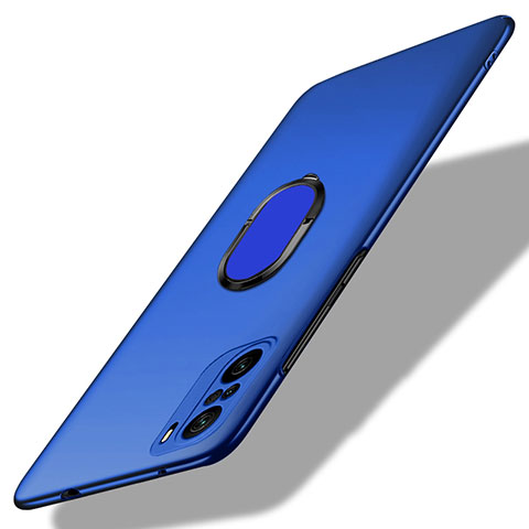 Coque Plastique Housse Etui Rigide Mat avec Support Bague Anneau Aimante Magnetique pour Xiaomi Redmi K40 5G Bleu