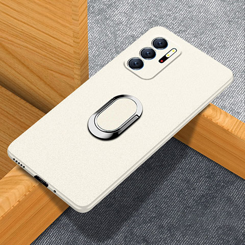 Coque Plastique Housse Etui Rigide Mat avec Support Bague Anneau Aimante Magnetique pour Xiaomi Redmi Note 10 5G Blanc