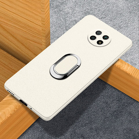 Coque Plastique Housse Etui Rigide Mat avec Support Bague Anneau Aimante Magnetique pour Xiaomi Redmi Note 9 5G Blanc