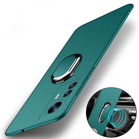 Coque Plastique Housse Etui Rigide Mat avec Support Bague Anneau Aimante Magnetique S01 pour Xiaomi Redmi Note 12S Vert