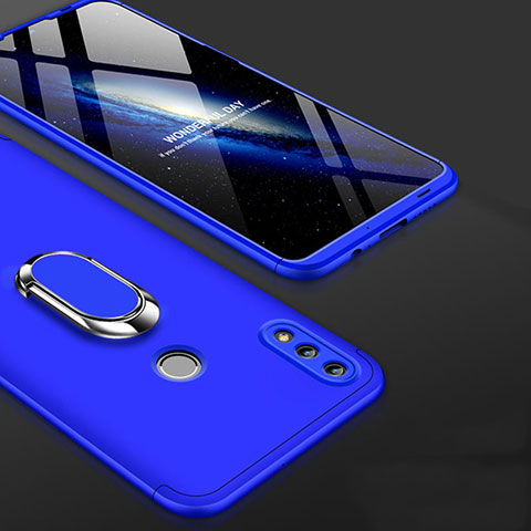 Coque Plastique Mat Protection Integrale 360 Degres Avant et Arriere Etui Housse avec Support Bague Anneau pour Huawei Honor 10 Lite Bleu