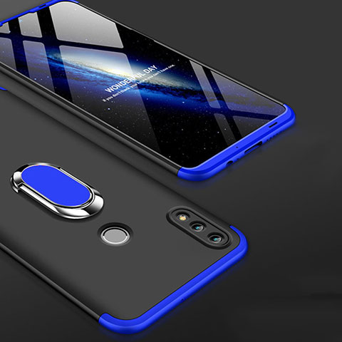 Coque Plastique Mat Protection Integrale 360 Degres Avant et Arriere Etui Housse avec Support Bague Anneau pour Huawei Honor 10 Lite Bleu et Noir