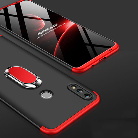 Coque Plastique Mat Protection Integrale 360 Degres Avant et Arriere Etui Housse avec Support Bague Anneau pour Huawei Honor 10 Lite Rouge et Noir