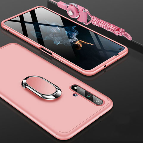 Coque Plastique Mat Protection Integrale 360 Degres Avant et Arriere Etui Housse avec Support Bague Anneau pour Huawei Honor 20S Or Rose