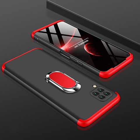 Coque Plastique Mat Protection Integrale 360 Degres Avant et Arriere Etui Housse avec Support Bague Anneau pour Huawei Nova 6 SE Rouge et Noir