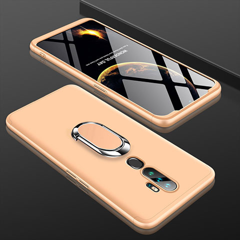 Coque Plastique Mat Protection Integrale 360 Degres Avant et Arriere Etui Housse avec Support Bague Anneau pour Oppo A11X Or