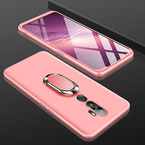 Coque Plastique Mat Protection Integrale 360 Degres Avant et Arriere Etui Housse avec Support Bague Anneau pour Oppo A11X Or Rose