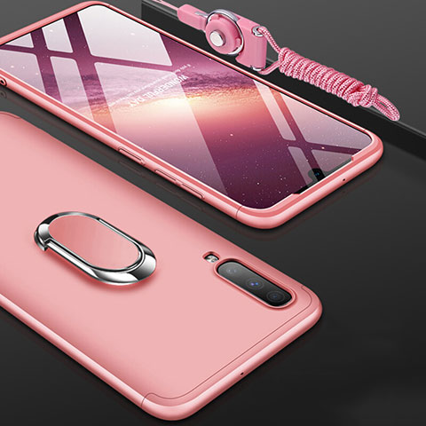 Coque Plastique Mat Protection Integrale 360 Degres Avant et Arriere Etui Housse avec Support Bague Anneau pour Samsung Galaxy A70 Or Rose