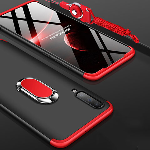 Coque Plastique Mat Protection Integrale 360 Degres Avant et Arriere Etui Housse avec Support Bague Anneau pour Samsung Galaxy A70 Rouge et Noir