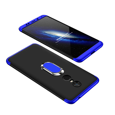 Coque Plastique Mat Protection Integrale 360 Degres Avant et Arriere Etui Housse avec Support Bague Anneau pour Xiaomi Redmi Note 5 Indian Version Bleu