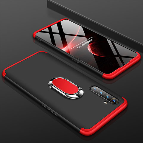 Coque Plastique Mat Protection Integrale 360 Degres Avant et Arriere Etui Housse avec Support Bague Anneau R01 pour Realme X2 Rouge et Noir