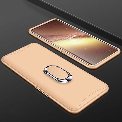 Coque Plastique Mat Protection Integrale 360 Degres Avant et Arriere Etui Housse avec Support Bague Anneau S01 pour Oppo Find X Or