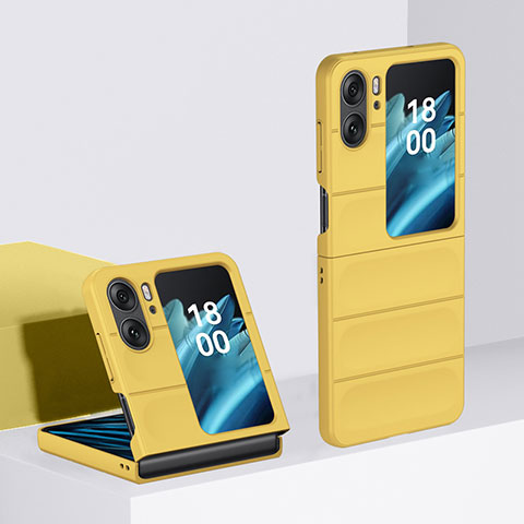 Coque Plastique Mat Protection Integrale 360 Degres Avant et Arriere Etui Housse BH1 pour Oppo Find N2 Flip 5G Jaune